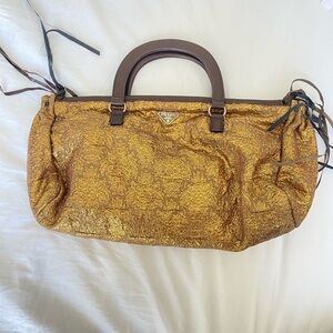 Vintage Prada Bow Lame’ Bronze brocade bag.